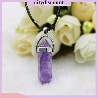{Citydiscount} Vòng Cổ Choker Dây Giả Da Mặt Đá Thạch Anh Reiki Chakra Thời Trang Unisex