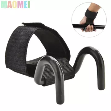 Móc cử tạ MAOMEI, Dây đeo móc thép đen kéo lên, Tay cầm hỗ trợ cổ tay có móc Hỗ trợ cổ tay phụ trợ có thể điều chỉnh Dây đeo nâng tạ tạ