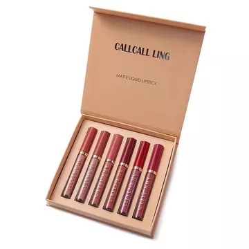 Sáu Son Môi Trọn Bộ Matte Matte Lip Glaze Bộ Châu Âu Mỹ Lâu Dài Chống Thấm Nước Môi Glaze Màu Đỏ Năm Mới Son Môi Bộ Hộp
