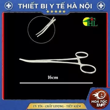 Panh Y Tế, Panh Gắp Phẫu Thuật, Pen Kẹp Y Tế, Panh Cong Không Mấu 16cm - Hàng Pakistan