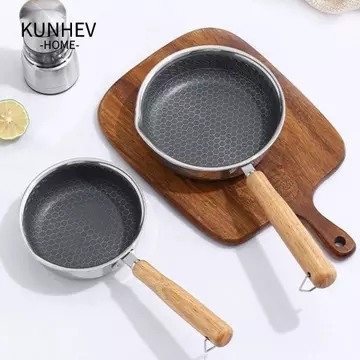 KUNHEV Chảo chống dính KUNHEV, Chảo chiên bề mặt chống dính bằng thép không gỉ, Chảo chống dính Mini Chảo chống dính không phủ cắm trại ngoài trời