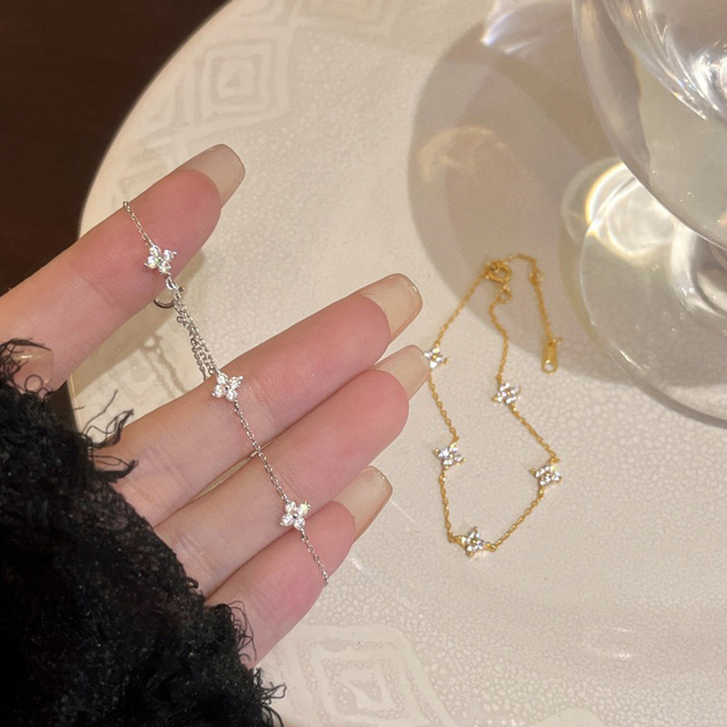 [dollpen] Vòng tay cỏ bốn lá siêu lấp lánh tinh tế thời trang đơn giản dành cho nữ Niche đa năng