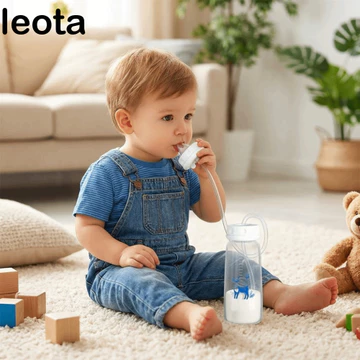 Bình sữa sơ sinh LEOTA, Bình sữa rảnh tay cổ bình thường, Chống nghẹt thở dễ thương với ống hút PP Bình sữa cho trẻ sơ sinh Đồ dùng cho ăn