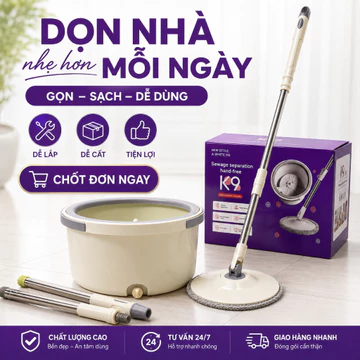 🔥Bộ Lau Nhà Xoay 360 Độ Cây Lau Nhà Inox Cây Lau Sàn Chổi Lau Nhà Xô Lau Nhà Bộ Cây Lau Nhà Cán Dài Lau Sàn 360 Độ