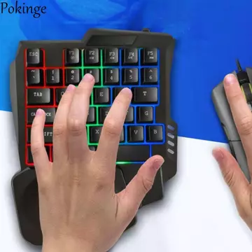 Bàn phím đơn POKINGE, Bàn phím một tay siêu mỏng USB, Bàn phím cơ chơi game 3 màu phát sáng có dây đa chức năng Bàn phím cơ chơi game Laptop