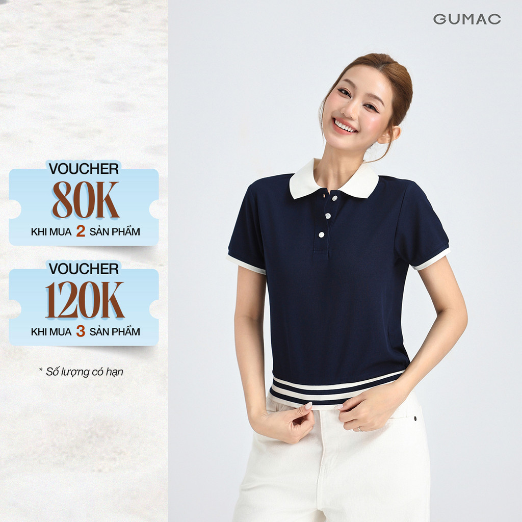 [MUA 2 GIẢM 100K] Áo Polo Nữ GUMAC Áo Thun Có Cổ Chất Tổ Ong Thoáng Mát Bigsize Phối Sọc Trẻ Trung Năng Động APG01024