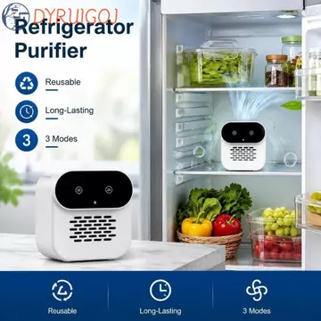 Máy lọc tủ lạnh DYRUIDOJ, Máy khử mùi tủ lạnh lâu trôi có thể tái sử dụng, Máy làm mát không khí 3 chế độ Màn hình LED Máy khử trùng gắn trên ô tô di động Phòng tắm