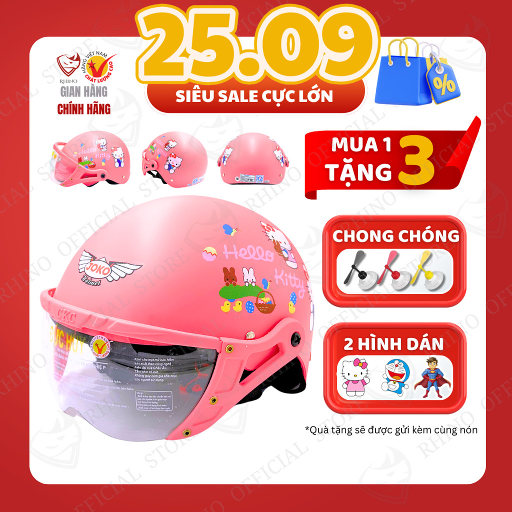 [HỎA TỐC] Mũ Bảo Hiểm Cho Bé 1 - 12 Tuổi | Nón Bảo Hiểm Cho Bé ĐỨC HUY RHINO Có Kính Bền Nhẹ TBEST