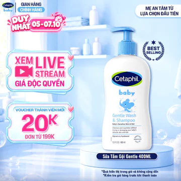 Sữa tắm gội dịu lành cho bé CETAPHIL BABY GENTLE WASH & SHAMPOO 400ML