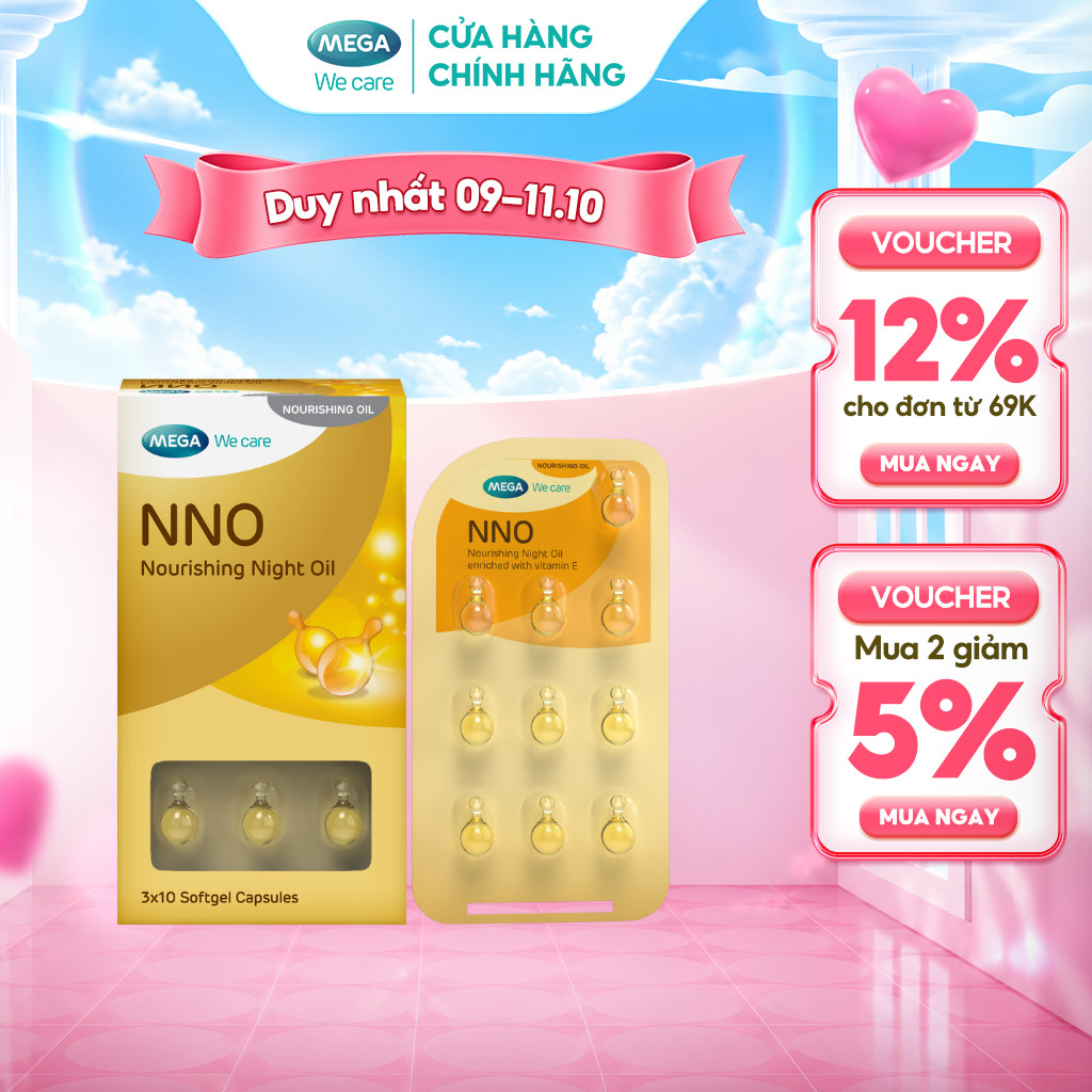 Viên dưỡng da ban đêm, Khóa ẩm, cải thiện da khô sạm, giúp săn chắc và tươi trẻ - NNO NOURISHING NIGHT OIL (Hộp 30 viên)