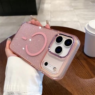 [JLK] Vỏ màu kẹo sạc không dây từ tính lấp lánh cho iPhone 17 Pro Max 17 Air Metal Lens Frame Bling Cover Funda