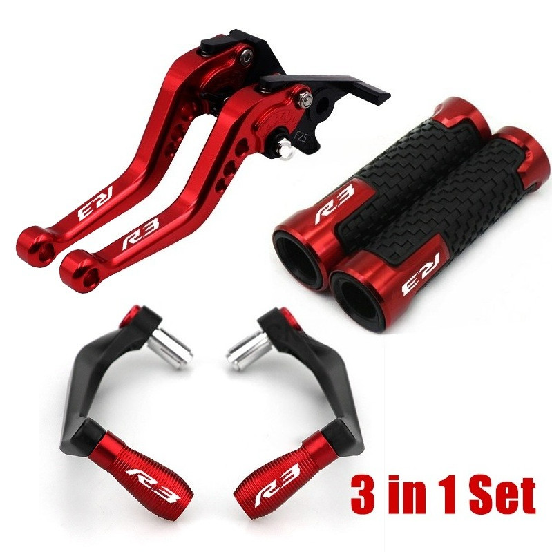 Dành Cho Xe YAMAHA YZF-R3 / R3 V2 2015-2022 Xe Máy CNC Hợp Kim Nhôm 6 Tầng Có Thể Điều Chỉnh Có Thể Gập Lại Phanh & Ly Hợp Đòn Bẩy Có Tay Cầm Và Bộ Bảo Vệ Đòn Bẩy Sửa Đổi Phụ Kiện