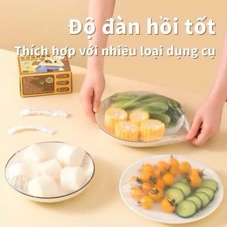 [Có hộp] Hộp 100 màng bọc thực phẩm dạng rút, thiết kế bo chun, co giãn - tiện dụng, hiệu quả