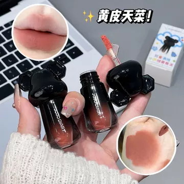 JOJO DIARY Hình Gấu Dễ Thương Màu Nâu Khỏa Thân Mờ Môi Bùn Son Môi Nhung Xám Hồng Son Bóng Chống Thấm Nước Lâu Dài Không Khô Gợi Cảm Màu Đỏ Son Tint Trang Điểm