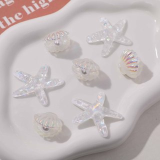 Ocean Series Trong Suốt Mạ Màu Sắc Kim Sa Lấp Lánh Sao Biển Vỏ Nhựa Phụ Kiện Tự Làm Lỗ Giày Vỏ Điện Thoại Chất Liệu Trang Sức