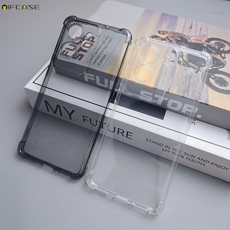 Ốp Lưng Trong Suốt Đen Xám Xanh Túi Khí Đơn Giản Chống Rơi Vỏ Mềm Chống Sốc Cho Meizu 21 20 18 Pro