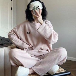 Ins Bộ Đồ Ngủ Phong Cách Hàn Quốc Mùa Xuân, Dài Tay, Cổ Tròn, Thích Hợp Mặc Tại Nhà