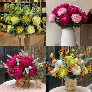 Hoa Giả 🌺 Hoa Cúc Mẫu Đơn Bông To, Hoa Lụa Cúc Đại Đoá 73cm