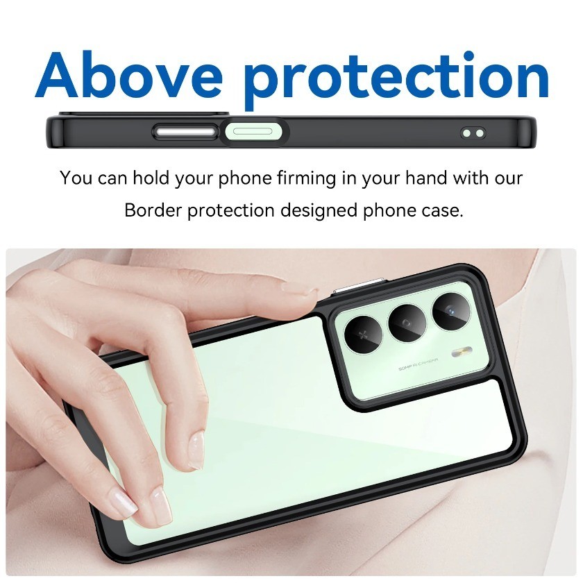 Dành Cho Realme V70 Ốp Lưng Trong Suốt Realme V70 V70S Cover Coque Funda Cứng Trong Suốt Cạnh Mềm Chống Sốc Ốp Lưng Điện Thoại Realme V70
