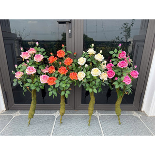 Cây hoa hồng cổ giả cao 90cm – Hoa giả vải trang trí sang trọng, đầy đặn như thật