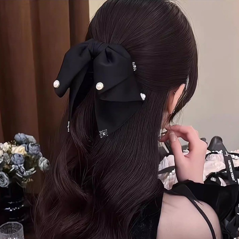 Kẹp nơ đen nữ thiết kế cá tính style Hàn Quốc