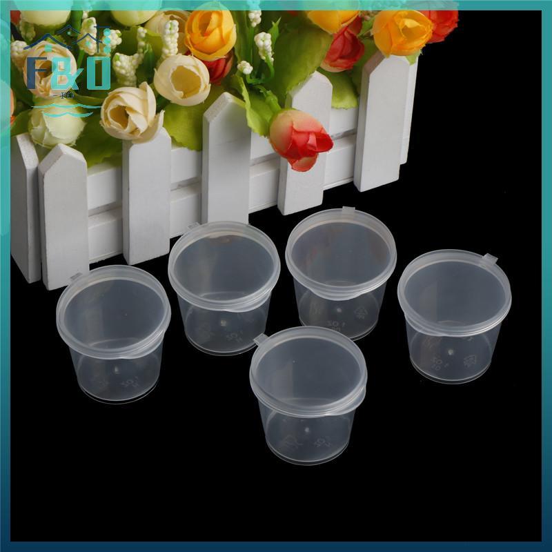 [Fast delivery] 100 Chiếc Cốc Nước Sốt Dùng Một Lần Bằng Nhựa Nhỏ Bảo Quản Thực Phẩm Hộp & Nắp Gói Trong Suốt {vn}