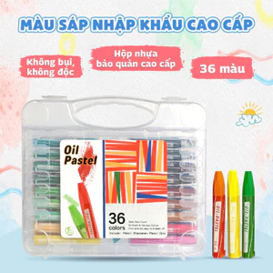 Hộp Bút Sáp 36 Màu Dầu Cho Bé Tập Tô Nhập Khẩu Cao Cấp, Màu Sắc Tươi Sáng, An Toàn Có Hộp Đựng