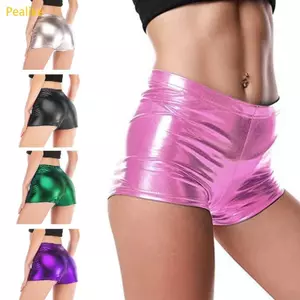 Pealike Nữ Lấp Lánh Da PU Quần Short Nóng Quần Ôm Khiêu Vũ Tiệc Clubwear Quần Short Mini