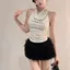 Milyfashion Chấm Bi Không Tay Dây Cổ Xoay Dây Đeo Cổ Mùa Hè Ren Khâu Dây Gợi Cảm Mỏng Hơn Nhìn Ngắn Top Y2K