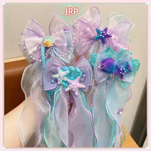 Mũ nón nàng tiên cá JRP, Nơ công chúa trẻ em, Kẹp tóc, Sợi nổi cho bé gái, Kẹp tóc bện, Phụ kiện tóc nàng tiên cá JRP