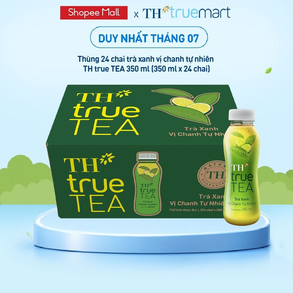 Thùng Trà Xanh Vị Chanh TH true TEA milk 350ml (24 Chai)