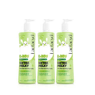 Bộ 3 chai Sữa Tắm Gội Trẻ Em Lactacyd Milky Bảo Vệ, Nuôi Dưỡng Da và Tóc Bé 500ml/chai