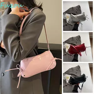 Túi đeo dưới cánh tay FUJIOU, Túi Nách Y2K Màu Trơn, Hàn Quốc Thắt Nơ Thiết Kế Da PU Nữ Túi Xách Bé Gái
