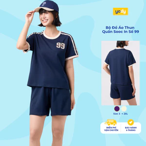 Bộ Đồ Nữ YODY set áo thun quần shorts In Số, vải cotton mềm, thoáng khí WCST26S010