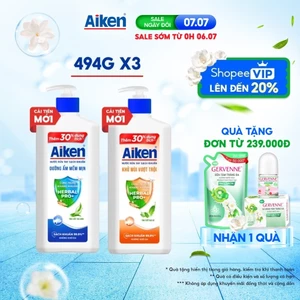 Combo 3 Nước rửa tay Aiken Sạch khuẩn khử mùi / dưỡng ẩm (494g x 3)
