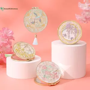 BeautifulHomeA Phong Cách Trung Hoa Thủ Công Kim Loại Gương Trang Điểm Có sel Gấp Di Động Gương Mỹ Phẩm Sáng Tạo Tinh Tế Cầm Tay Gương Sinh Viên VN