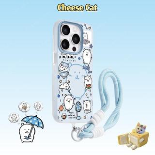 Ốp điện thoại gấu trắng dễ thương dây buộc màu xanh cho iPhone 11 12 13 14 15 16 17 Pro Max Xs Max XR Vỏ iPhone màu xanh