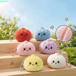 Móc khóa Squishy sang trọng QEARY, Buns hấp mềm mại Buns Squishy Móc khóa, Buns hấp mô phỏng mới Buns hấp sang trọng Phụ kiện túi móc khóa hấp dễ thương