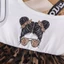 ✿ Bé Gái Da Báo Lưới Đầm Tay Ngắn Cotton Tee Top Ghép Lông Tơ Tutu Váy Mùa Hè Trẻ Em Trang Phục