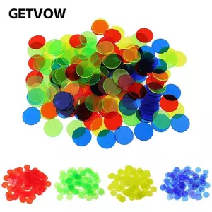 GETVOW 100 Cái Montessori Bingo Chips, Chip đếm tròn nhẹ đầy màu sắc, Tài nguyên học tập toán học trong suốt bằng nhựa Học Montessori
