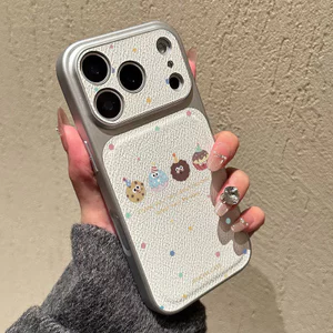 Ốp lưng iPhone Họa tiết da phong cách mạ hình Donut iPhone 18 17 16 15 14 13 12 11 Pro Max Plus Max