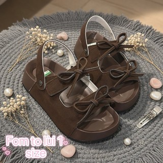 Sandal Nữ IGU  2 quai nơ đi được 2 kiểu ,dép xé dán tiện lợi cao 3cm da lộn mềm êm mũi tròn.