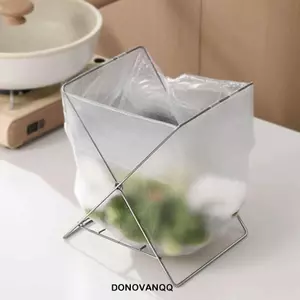 Giá đỡ túi đựng rác DONOVANQQ, Giá đỡ túi đựng rác bằng thép không gỉ nhỏ gọn, Giá đỡ túi đựng rác tiết kiệm không gian có thể gập lại tiện lợi