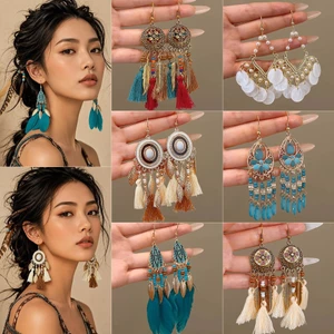 Bông tai phong cách Bohemian Nữ 2026 Bông tai ngày lễ phong cách dân tộc