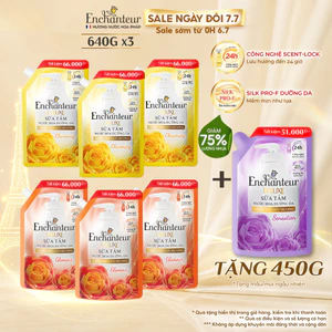 Combo 3 Túi Refill Sữa Tắm Nước Hoa Dưỡng Da Thơm Mịn Lưu Hương Enchanteur 640g x3