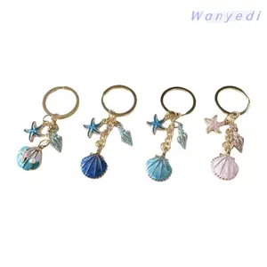 WANYEDI Vỏ Móc Khóa, Tông Màu Vàng Biển Lấy Cảm Hứng Từ Đại Dương Móc Khóa, Quà Tặng Men Hợp Kim Vỏ Charm Vỏ Biển Móc Khóa Ba Lô Phụ Kiện