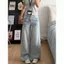 Quần jean ống rộng lưng cao kiểu Mỹ Retro Giặt Quần Denim dáng rộng Chiều dài sàn