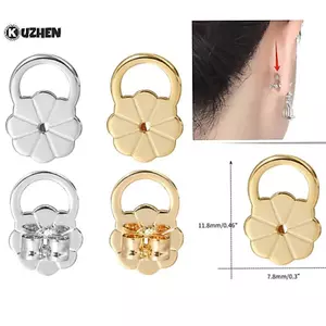 KUZHEN 2 Chiếc Bông Tai Nâng Cho Đinh Nặng Tai An Toàn Ba Nút Chặn Ngăn Ngừa Bông Tai Nghiêng Hoa Mai Tai Cắm Mũ Trang Sức Làm Phụ Kiện HOT