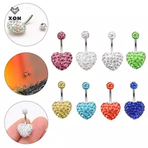 Thời Trang Thép Không Gỉ Trái Tim Bụng Nút Móng Tay Xuyên Bụng Giả Nút Nhẫn Trang Sức Cơ Thể Cho Nữ [Mina]