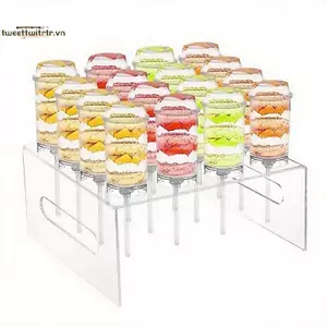 TRTR 15 / 16 / 21 Lỗ Acrylic Lollipop Hiển Thị Đứng Acrylic Hình Chữ Nhật Bền Giá Đỡ Tiệc Cưới Kẹo Món Tráng Miệng Sti Giá Đỡ VN